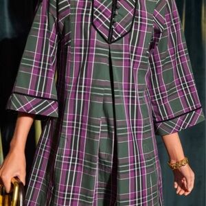 Tuckernuck Women’s Purple and green Plaid metallic Mosaic Indre Dress